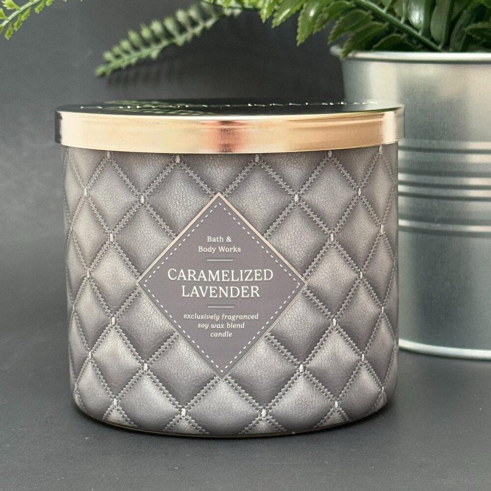 BBW Caramelized Lavender Bath & Body Works 3 Wick Candle